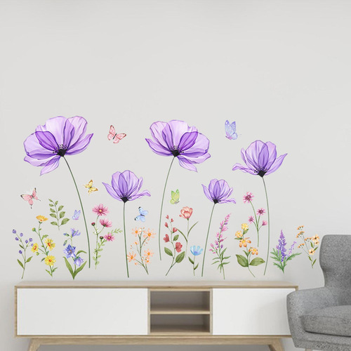 ! Pegatinas De Pared Con Diseño De Mariposas Y Flores, Papel