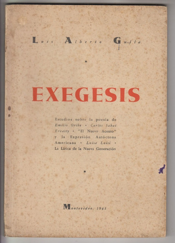 1943 Ensayos Sobre Poesia Uruguay X Gulla Exegesis Dedicado