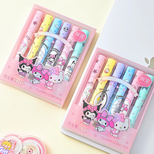 Set De 6 Marcadores Pastel De Dibujos Animados