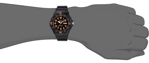 Reloj Casio De Hombre Mrw-200h-2 Análogo 10bar Negro-naranja