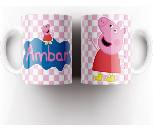 Taza Plastica Peppa Pig, Con Nombre Personalizada