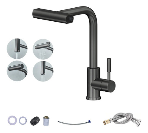 Grifo Multifuncional Extraíble Con Mezcla Y Giro 360° Negro-c Mate