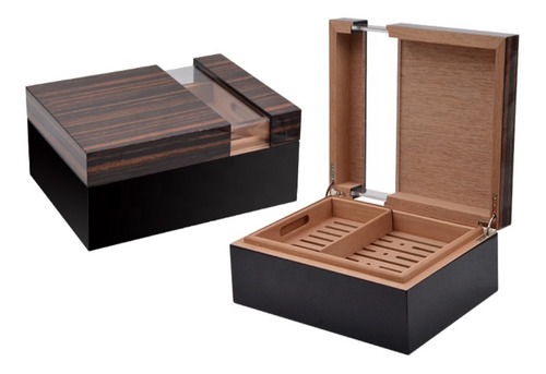 Humidor Habanos 50 Cigarros Cubanos Higrómetro Nogal Cedro