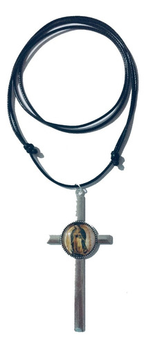 92 Dije Cruz Collar Negro Virgen De Guadalupe (cr79)