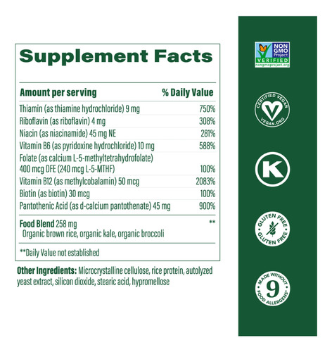 Megafood Balanced B Complex Complejo B 90 Tabs Sabor Sin Sabor