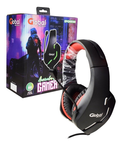 Auricular Gamer Con Microfono Luces Negro/rojo Epgmr150 