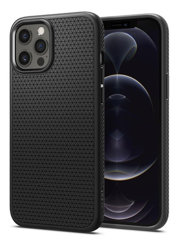 Funda Capa Spigen Liquid Air Armor para iPhone 12 Pro Max (6,7), color negro