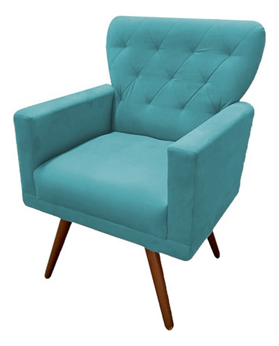 Namoradeira + 2 Poltronas Aurora + Puf Redondo Suede Azul Turquesa