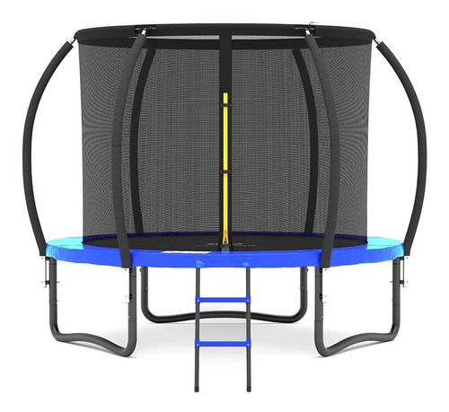 Trampolín Brincolín De 8 Pies 2.43m Diámetro Con Escalera Color De La Lona De Salto Negro Color Del Cobertor De Resortes Azul