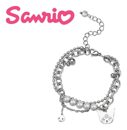 V Pulsera Kuromi Acero Inoxidable Perlas Acero Reflectantes
