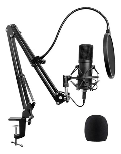 Set Estudio Micrófono Kanji Bc01 3.5mm Soporte Mesa Podcast 