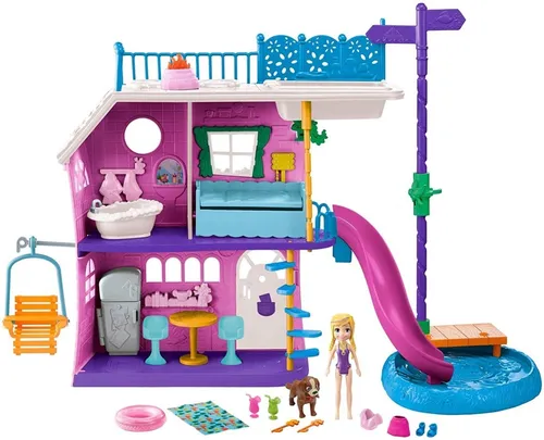 Polly Pocket Set Casita Junto Al Lago Piscina