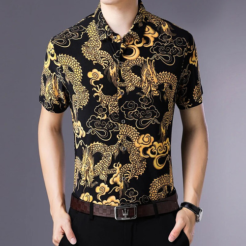 Camisas Tipo Blusa De Dragón Para Hombre, Usa Camisas De Ves