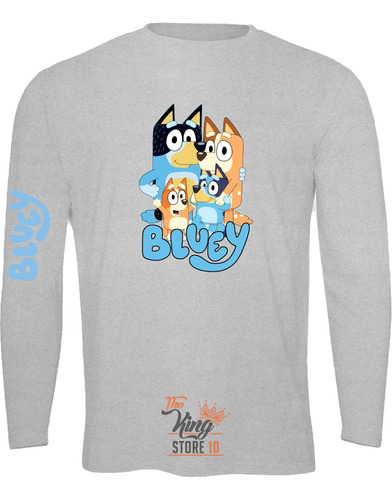 Polera Manga Larga, Bluey Y Bingo, Serie Animada Infantil