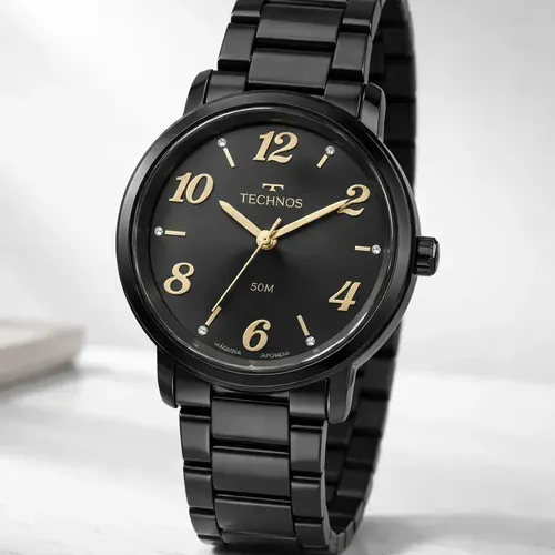 Relógio Technos Feminino Preto 2035NDF/1P Aço Inox 50m