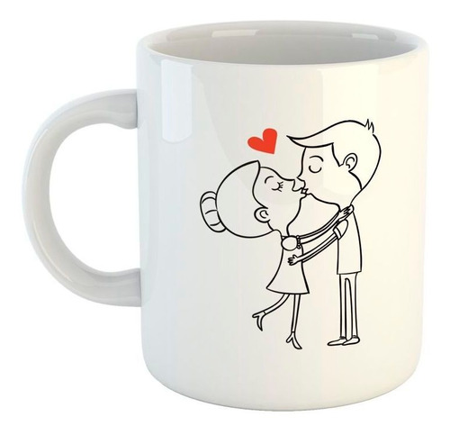 Taza De Ceramica Enamorados Besandose Amor Corazon M2