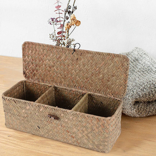 Cesta De Papel Higiênico - 3 Cestas De Vime Xadrez - Cosméti
