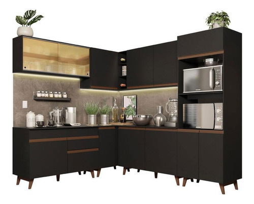 Cocina Integral Completa Modular Esquinero Madesa Reims 452cm Negro 01