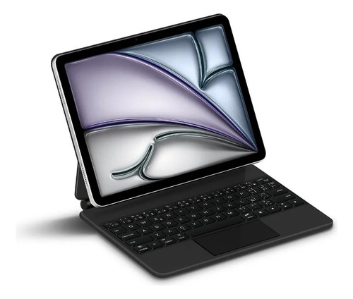 Capa Teclado Iluminado Touchpad P/ Ipad Air 13'' 2024 2025 Preto