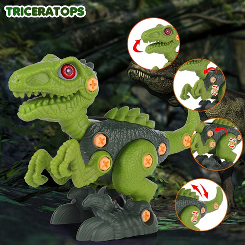 Imagen 7 de 10 de 3 Pzas Juguete Dinosaurios Para Niños Con Taladro Electrico