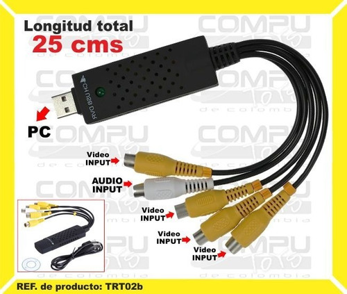 Capturadora Video Rcax4+audio Usb Ref: Trt02b Computoys Sas