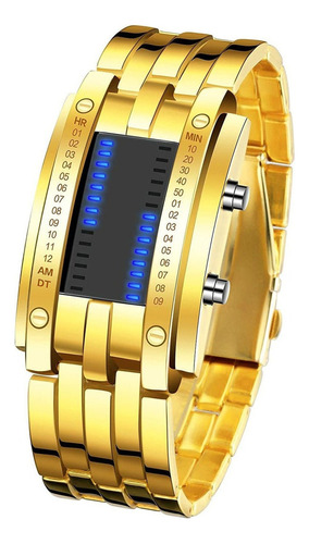 Reloj Curious Binario Led Celeste Electronico Hombre