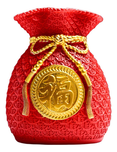 Florero Rojo Forma De Bolsa De Dinero Feng Shui Art Box