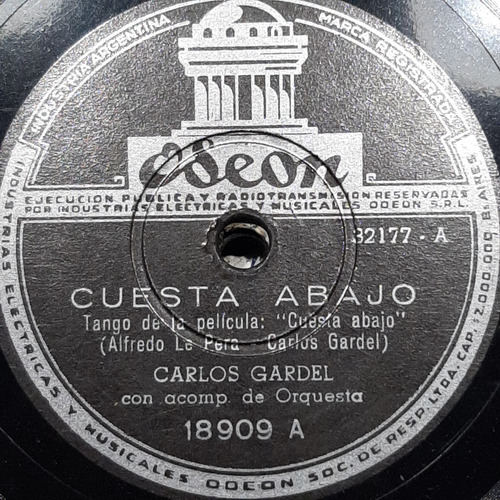 Pasta Carlos Gardel Acomp Piano Y Guitarras Odeon C511