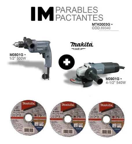 Combo Esmeriladora Rotomartillo Mtk0003g Makita m0901g m080