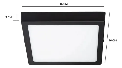 Pack 10 Panel Led Sobrepuesto Cuadrado Negro Pro 12w