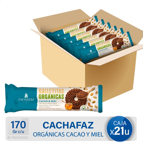 Caja Galletitas Cachafaz Organica De Cacao Y Miel Bulto Pack