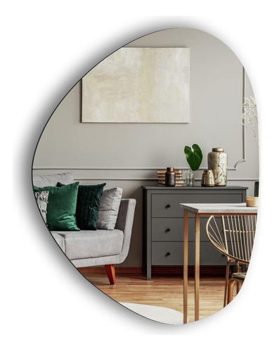 Espelho Orgânico Decorativo Vidro Lapidado 70x50 Sem Moldura