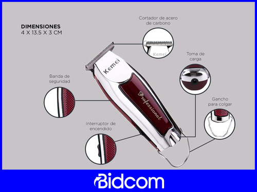 Cortadora De Pelo Profesional Kemei 3.7v Carga Usb Afeitador