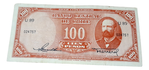 Billete Chile 100 Pesos 10 Escudo 