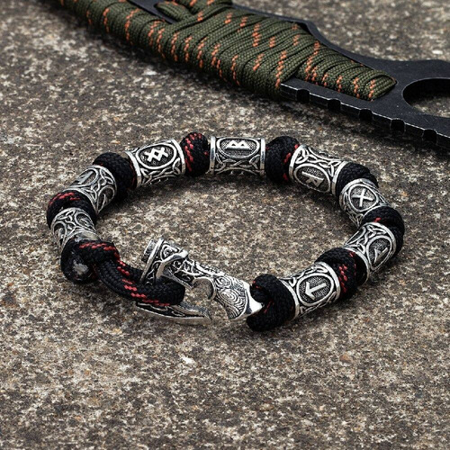 Pulsera Hombre Vikingo Cuerda Paracord Nordico Hacha Nórdica