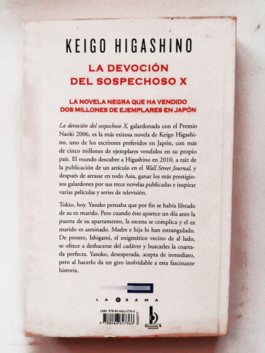 La Devoción Del Sospechoso X Keigo Higashino, Ediciones B (Usado)