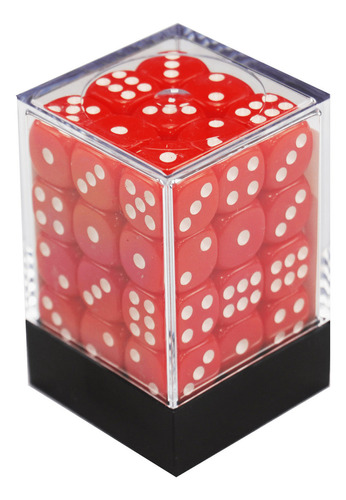 Central Dice - 36 D6 De 12mm: Opaco Vermelho E Branco