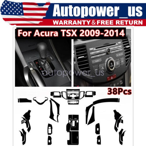 Fit 2009-14 Acura Tsx 38pcs Carbon Fiber Car Interior De Tta