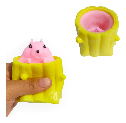 Squishies De Esquilo Copo De Borracha Anti Stress - Amarelo