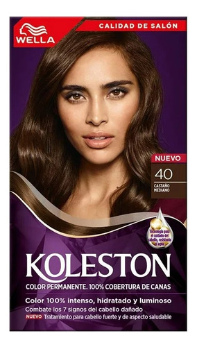 2 Pza Tinte Para Cabello Koleston 40 Castaño Mediano Tono Sin tono