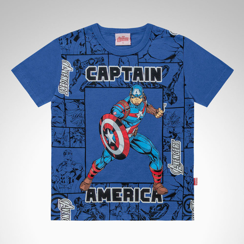 Camiseta Avengers Infantil Manga Curta Fakini 02569 Tm 4à 10