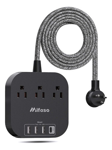 Alargador De Corriente Con Salida Usb C  3 Tomas  4 Puertos 