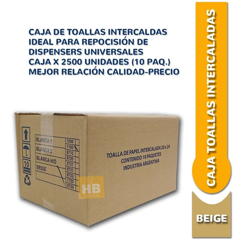 Imagen 3 de 6 de Toallas Intercaladas Beige 1era Calidad 20x24 2500u Real