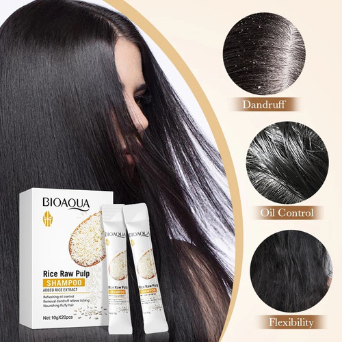 Bioaqua Pack 20pzs Shampoo De Arroz Antigrasa Control Caspa
