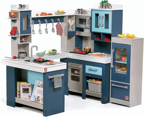 Juego De Cocina De Madera; Azul
