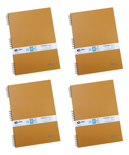 4 Cuaderno Titanio A3 300gr Lisa 60% Algodon Acuarela Plante
