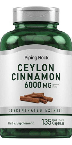 Canela De Ceilán, 6000 Mg 135 Cápsulas Piping Rock Eeuu