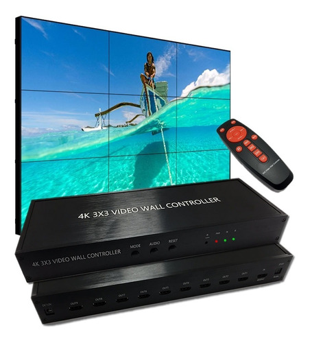 Controlador Hdmi Video Wall 3 X 3 Suporte 4k 60hz - 9 Telas