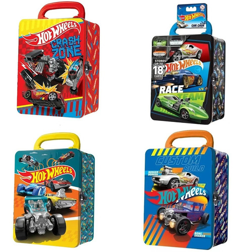 Porta Autos De Metal Hot Wheels Mattel Para 18 Unidades Lata