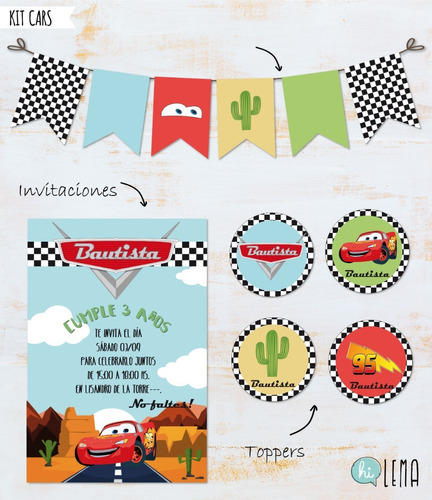 Kit Imprimible Cars Deco + Candy Bar